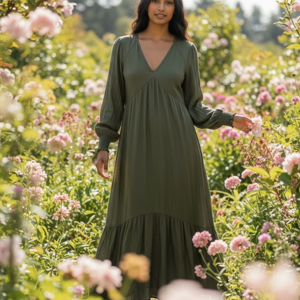 Banana Republic Olive Long Sleeve Dress